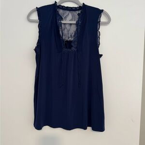 Express Women’s Navy Sleeveless Lace Blouse